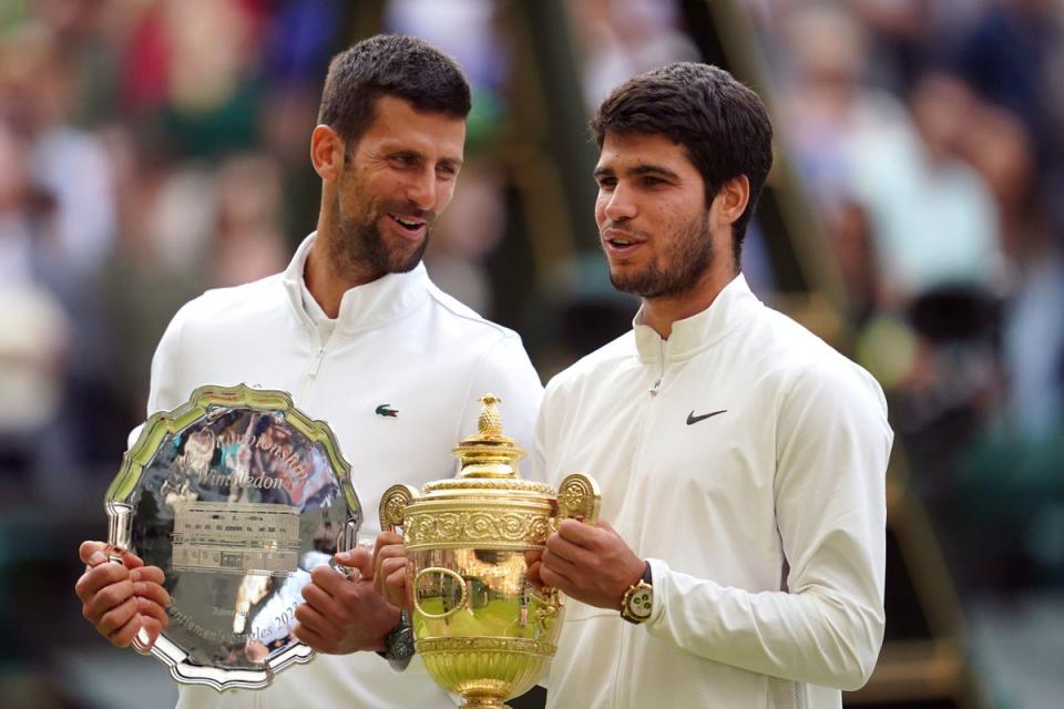 Carlos Alcaraz beat Novak Djokovic in an epic Wimbledon final in July (PA)