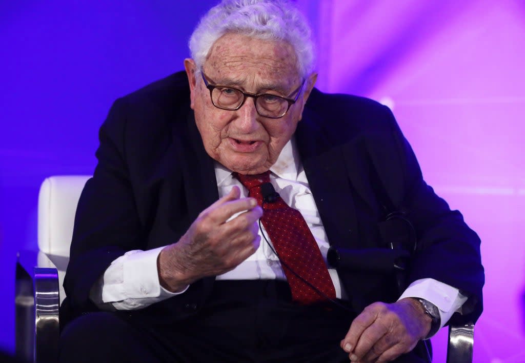 WASHINGTON, DC - NOVEMBER 05: Former U.S. Secretary of State Henry Kissinger speaks during a National Security Commission on Artificial Intelligence (NSCAI) conference November 5, 2019 in Washington, DC. The commission held a conference on "Strength Through Innovation: The Future of A.I. and U.S. National Security."