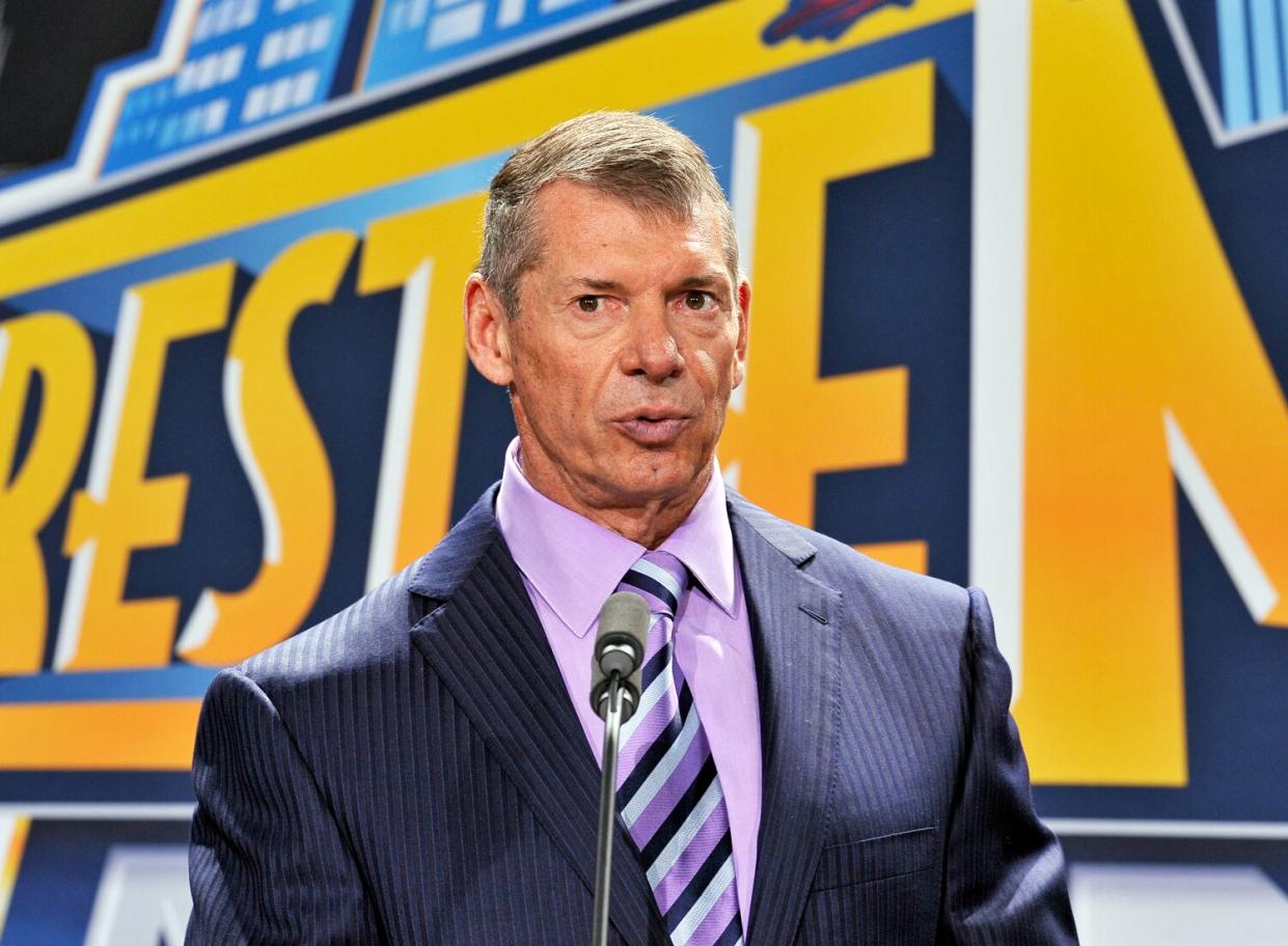 Vince McMahon attends a press conference to announce that WWE Wrestlemania 29 will be held at MetLife Stadium in 2013 at MetLife Stadium on February 16, 2012 in East Rutherford, New Jersey.