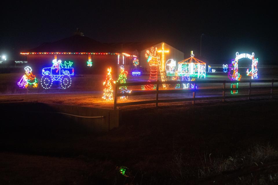 Classic lighted characters and displays follow the driveway to the Glotzbach Family Display at 2100 S.E. Croco Road.