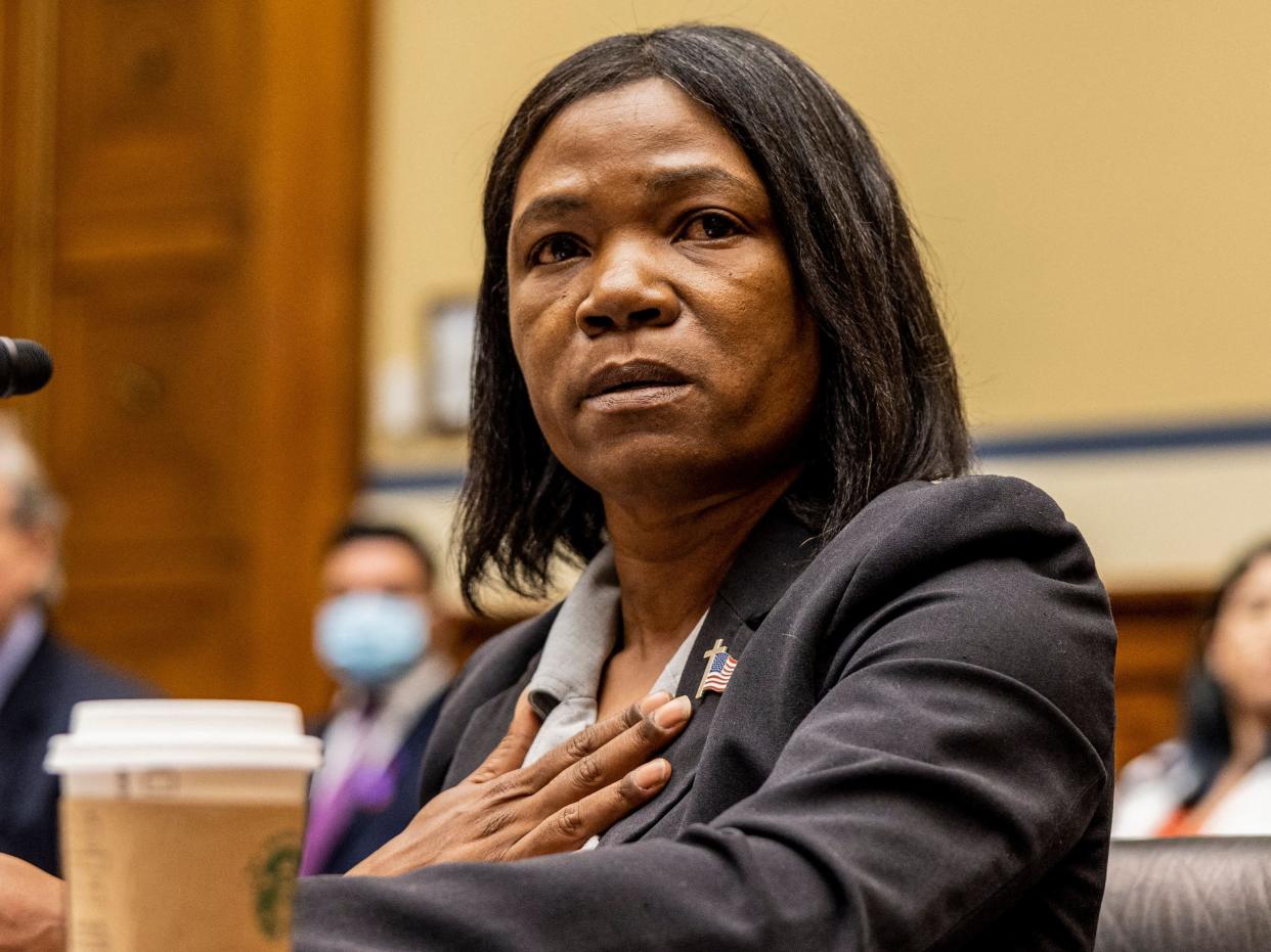 Conservative activist Lucretia Hughes speaks during The House Oversight and Reform Committee hearing about gun violence on June 8, 2022 in Washington, DC.