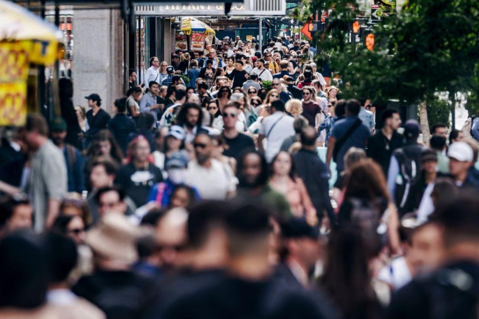 A crowded street in New York City
