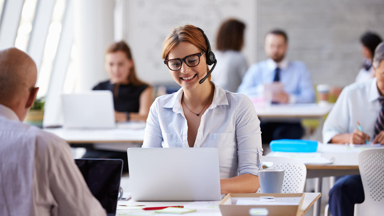  Woman on a customer service call. 