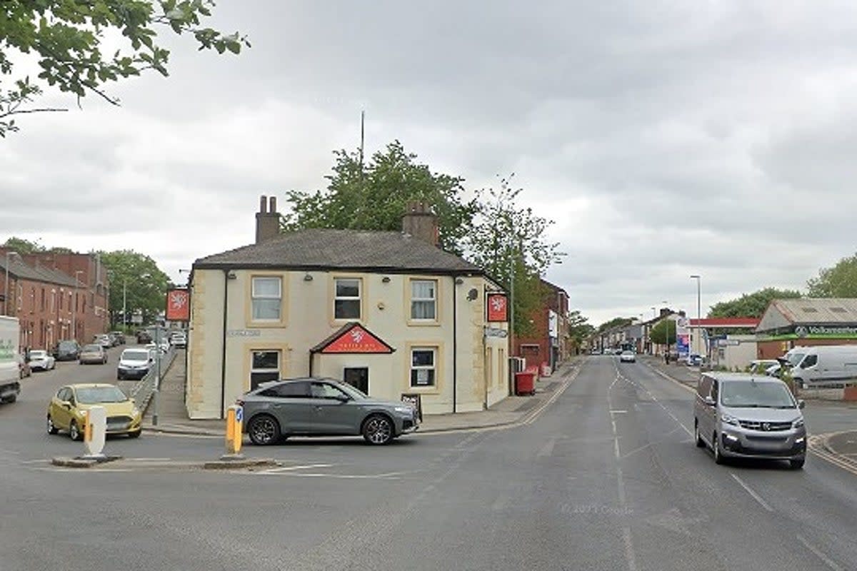 The car ploughed into the White Lion pub in Heywood, Rochdale, at 3.15am on Monday (Google Maps)