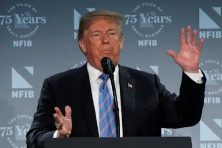 U.S. President Donald Trump delivers remarks to the National Federation of Independent Businesses in Washington, U.S. June 19, 2018.  REUTERS/Jonathan Ernst