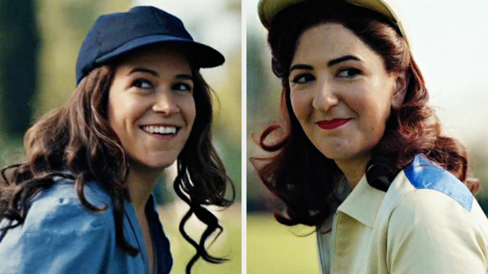 Abbi Jacobson and D'Arcy Carden in "A League of Their Own" (2022)