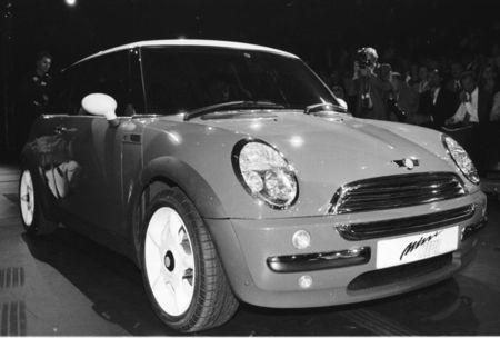 FILE PHOTO: The newly designed Mini by British car manufacturer Rover is introduced at the Frankfurt International Motor Show, September 8, 1997. REUTERS/Stringer/File Photo