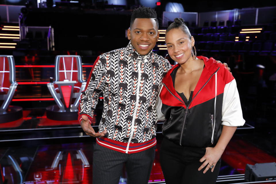 Chris Blue with Alicia Keys. (Photo: NBC)