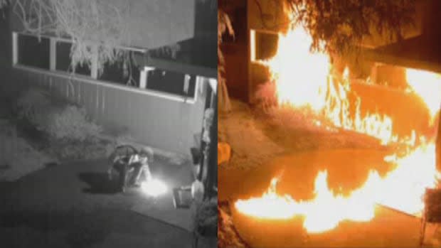 Police released surveillance video of the last arson alleged in this set of charges, which happened Jan. 13, 2012 at a West Vancouver home.