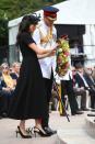 <p>The couple attended a ceremony at the ANZAC memorial where they left a wreath in honor of Australian soldiers killed in World War I. </p>