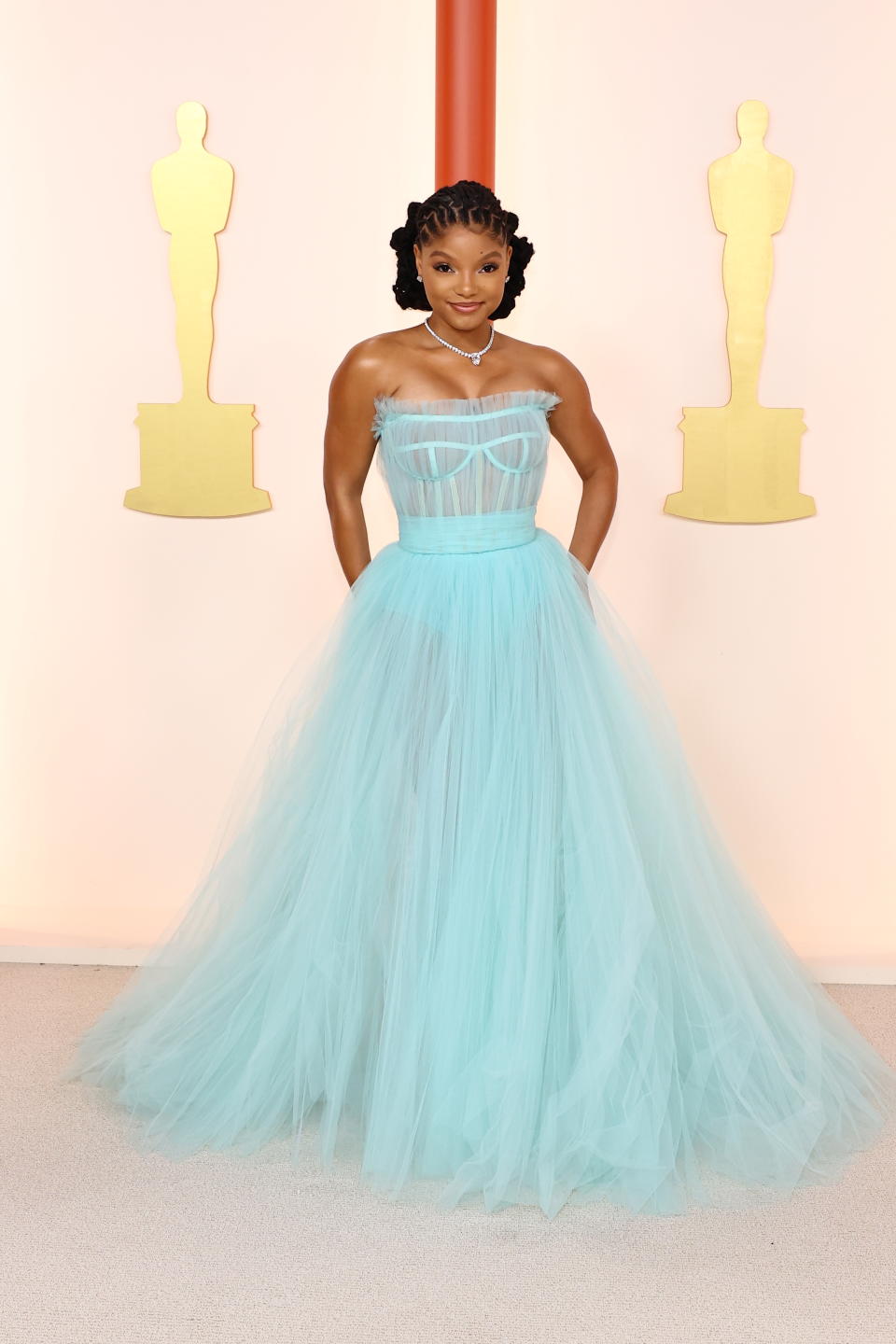 HOLLYWOOD, CALIFORNIA - MARCH 12: Halle Bailey attends the 95th Annual Academy Awards on March 12, 2023 in Hollywood, California. (Photo by Arturo Holmes/Getty Images )