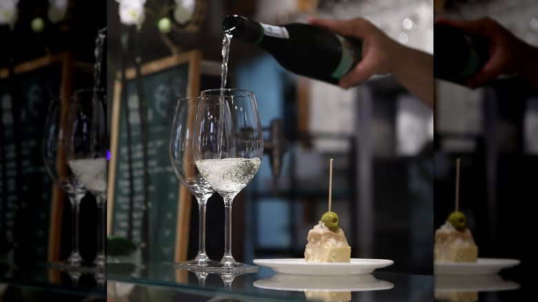 Pouring a Txakolina glass