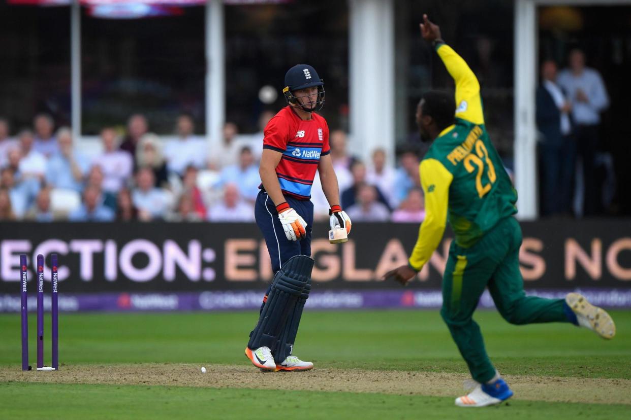 Jos Buttler is bowled out by Andile Phehlukwayo: Getty Images