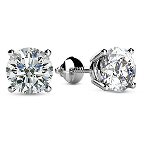 5 Carat 14K White Gold Screw Back Diamond Stud Earrings Value Collection (L-M I1)