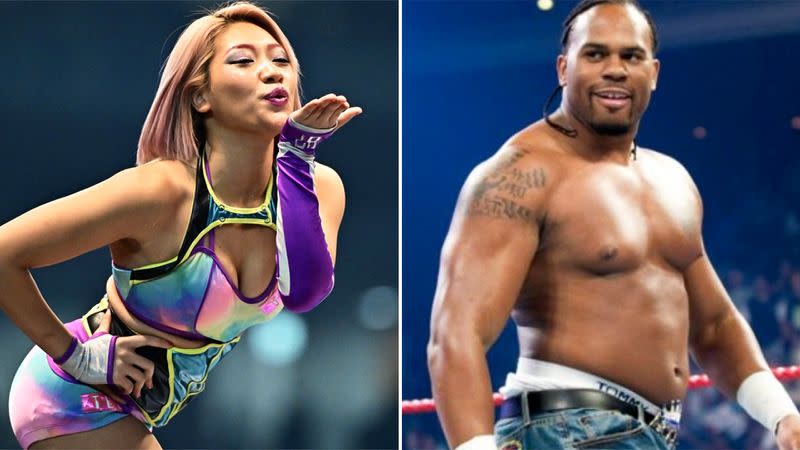 Hana Kimura and Shad Gaspard, pictured here in Japan and WWE.