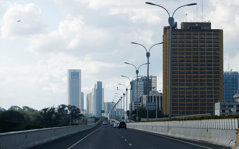 A view shows the cityscape on the Nairobi Expressway undertaken by the China Road and Bridge Corporation along Uhuru highway in Nairobi