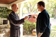 This image released by ABC shows J.K. Simmons as Tony Shea, left, and Kyle Bornheimer as Jack Shea in a scene from the ABC comedy "Family Tools," premiering in 2013 on ABC. (AP Photo/ABC, Adam Taylor)