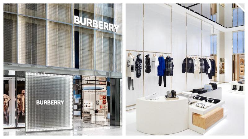 Burberry 位於台北101購物中心的精品旗艦店重新開幕，以全球一致的奢華設計理念為特色，濃縮品牌精髓。（Burberry提供）