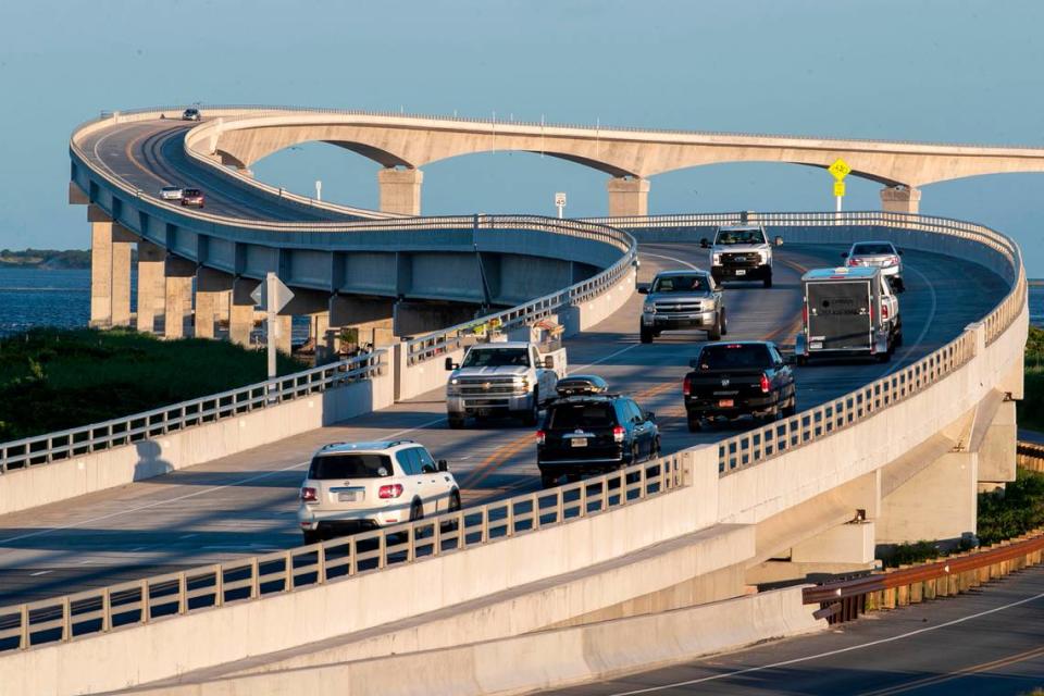 Traffic on the Marc Basnight Bridge on Wednesday, June 30, 2021 in Rodanthe, N.C. This new bridge which opened in April 2019, replacing the Herbert C. Bonner Bridge which was completed in 1963.