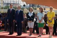 <p>Prince Felipe, King Juan Carlos, and Queen Sofia attended the inauguration of the 1992 Universal Exhibition in Seville. </p>