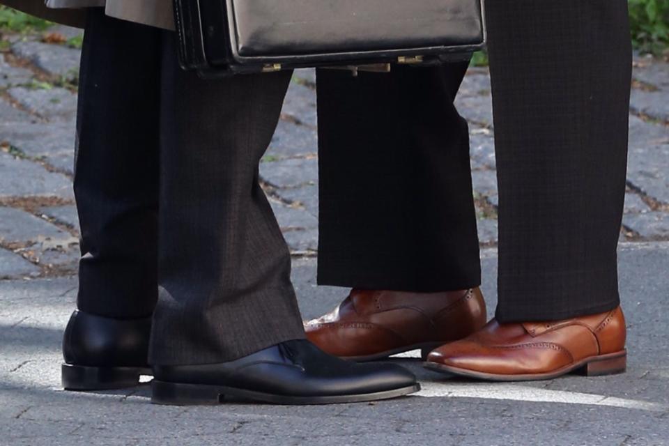 A closer look at Cooper and Bomer’s brogues. - Credit: Christopher Peterson / SplashNews.com
