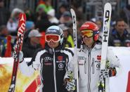 Alpine Skiing - FIS Alpine Skiing World Cup - Men's Alpine Super G - Kitzbuehel, Austria - January 19, 2018. Andreas Sander of Germany and Josef Ferstl of Germany. REUTERS/Leonhard Foeger