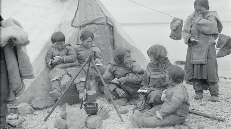 historical photo of Inuit encampment