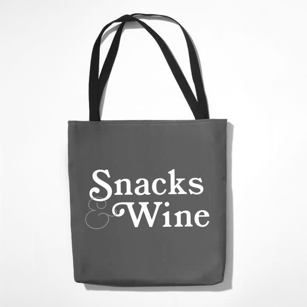 33) Snacks & Wine Tote Bag