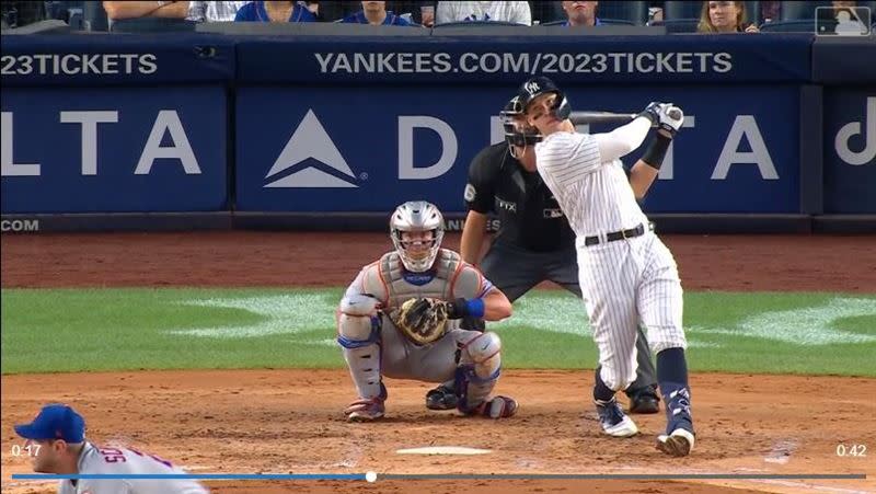 賈吉（Aaron Judge）敲出本季第47轟。（圖／翻攝自MLB推特）