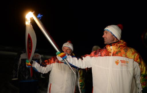 The Sochi 2014 Winter Olympic torch relay, pictured at the North Pole on October 25, 2013