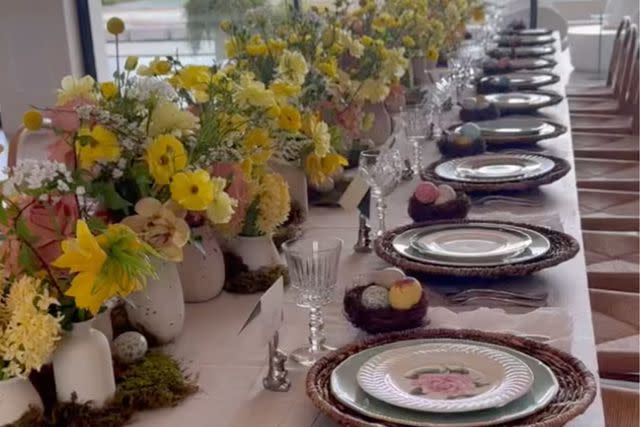 <p>Kim Kardashian/Instagram</p> The dining table at the Kardashians' Easter celebration