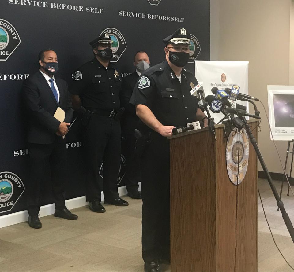 Camden County Police Chief Joseph Wysocki, at a press conference Thursday, discusses a shooting attack on the home of two officers.