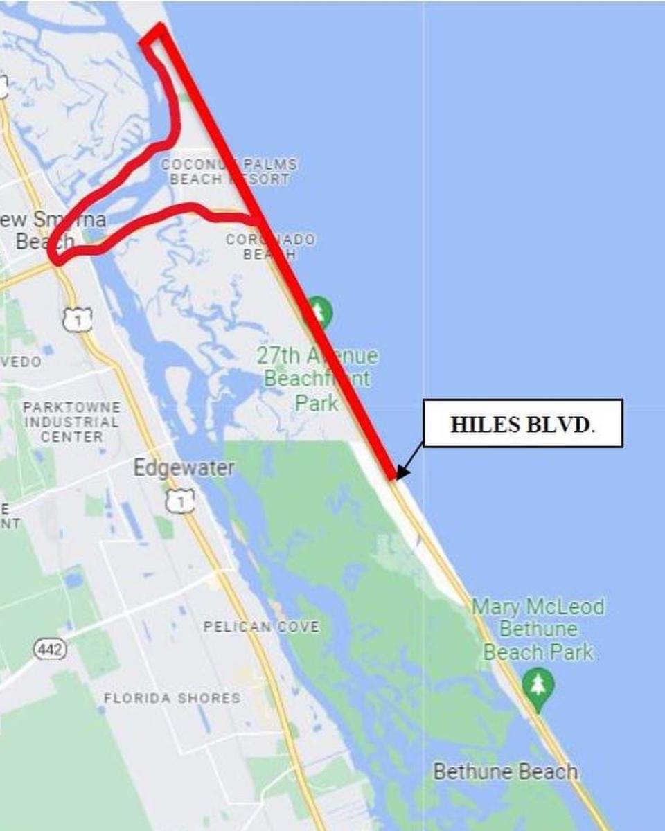 A map shows the zero-tolerance special event zone, outlined in red, that will be in effect in the New Smyrna Beach area on Saturday, June 24.