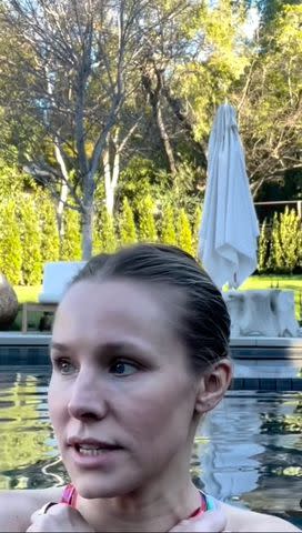 <p>Instagram</p> Kristen Bell cold plunges in her pool