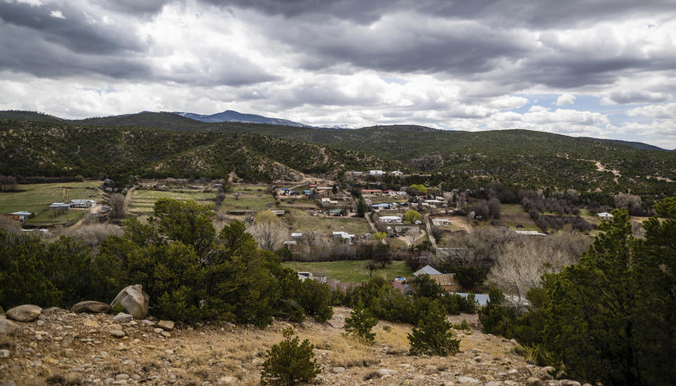 A view of Cordova, New Mexico, Friday, April 14, 2023. Ever since missionaries started building churches out of mud 400 years ago in what was the isolated frontier of the Spanish empire, tiny mountain communities like Cordova relied on their own resources to keep the faith going. (AP Photo/Roberto E. Rosales)