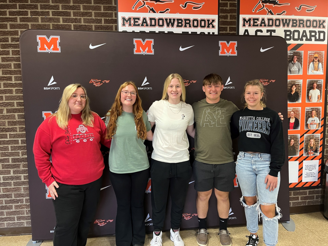 Meadowbrook High School students who have participated in student observations with OhioHealth Southeastern Medical Center include, from left, Elyce Winans, Kendyl Trott, Emma Webster, Zayden Yeagle and Hailey Fordyce.