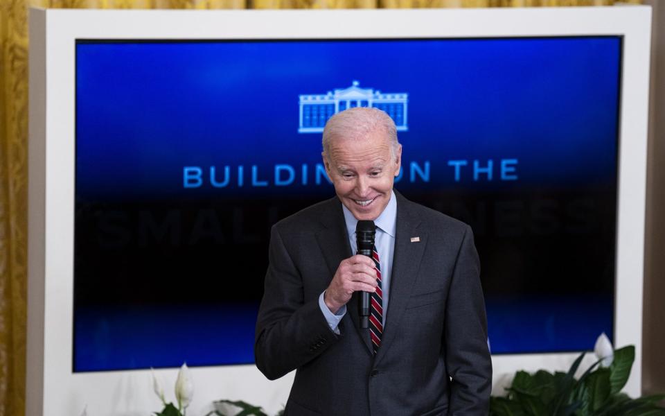 Joe Biden jokes about ice cream at the Women’s Business Summit at the White House on Tuesday - Al Drago/Bloomberg