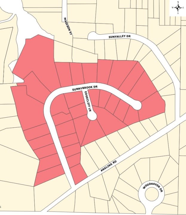 A map of the area under boil advisory provided by the Kalamazoo Department of Public Services.