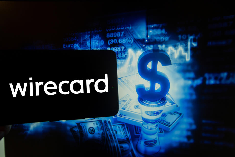 In this photo illustration is show the logo of german Fintech company Wirecard. (Photo illustration by Alexander Pohl/NurPhoto via Getty Images)