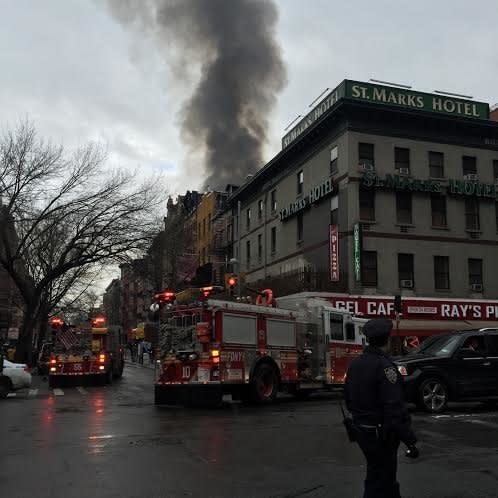 Fire at 2nd Avenue and 7th Street, New York City, on March 26, 2015.