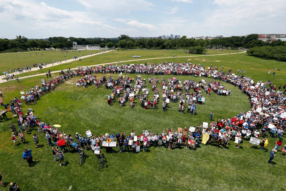 Protesters spell out ‘Impeach Trump’ in Washington