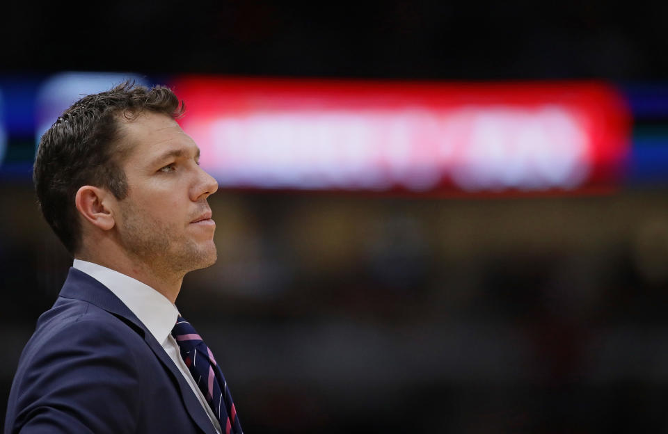 LeBron James sat down with Lakers head coach Luke Walton for the first time this weekend while at the Lakers’ Summer League game in Las Vegas on Sunday. (Getty Images)