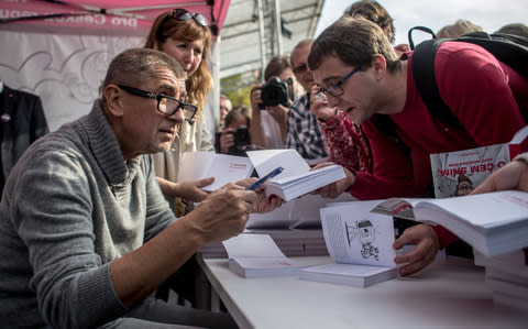 Andrej Babis at an election campaign in Prague - Credit: Martin Divisek/EPA