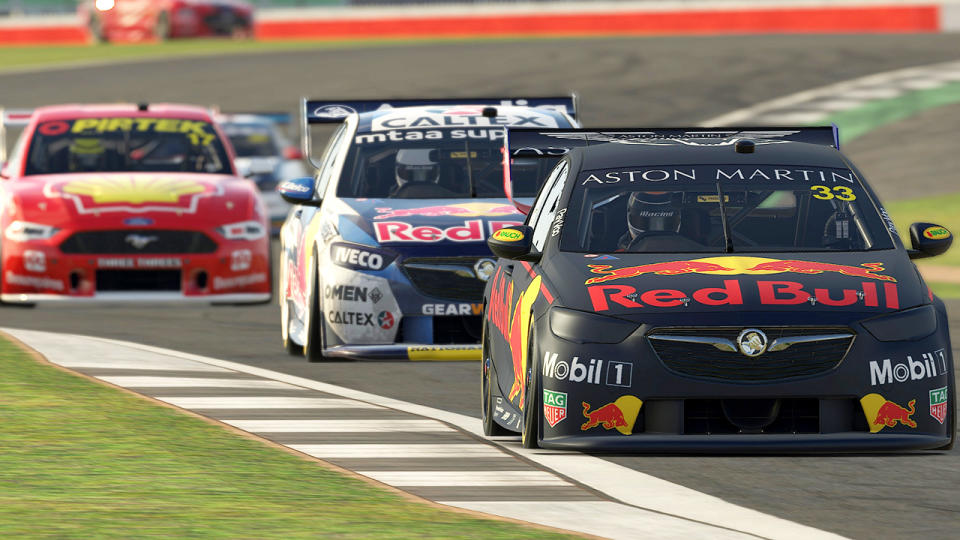 Shane van Gisbergen and Max Verstappen, pictured here in action during round two of the Supercars Eseries.