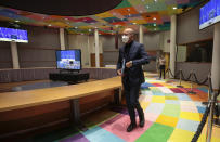 European Council President Charles Michel arrives for an EU Summit video conference at the European Council building in Brussels, Thursday, Oct. 29, 2020. EU leaders hold a video conference to address the need to strengthen the collective effort to fight the COVID-19 pandemic. They also discussed quarantine regulations, cross-border contact tracing, and temporary restrictions on non-essential travel into the EU as well as the EU vaccine strategy. (Olivier Hoslet, Pool via AP)