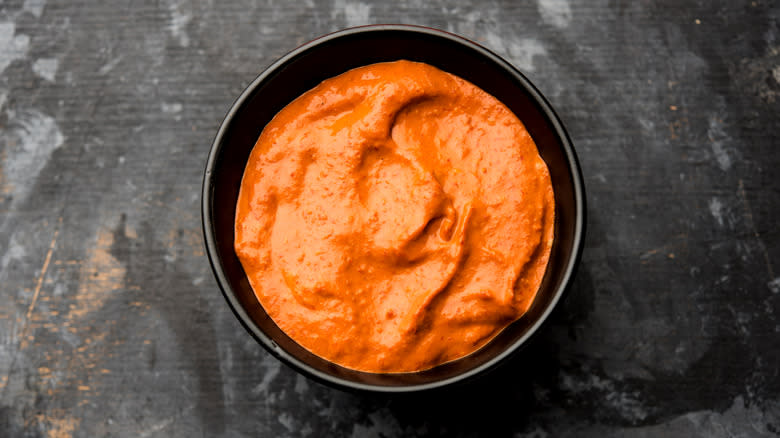 orange piri-piri sauce in bowl