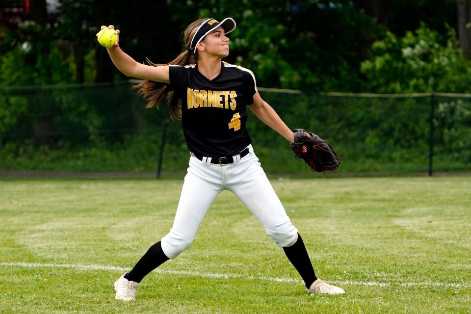 Hanover Park outfielder Gina Lagravenis. Hanover Park softball defeats Bernards, 6-5, in a nine inning walk-off win on Thursday, May 26, 2022, in East Hanover.