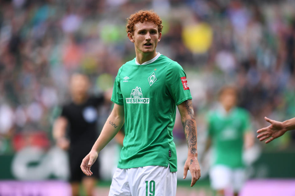 BREMEN, GERMANY - AUGUST 17: Josh Sargent of Werder Bremen looks dejected during the Bundesliga match between SV Werder Bremen and Fortuna Duesseldorf at Wohninvest Weserstadion on August 17, 2019 in Bremen, Germany. (Photo by Oliver Hardt/Bongarts/Getty Images)