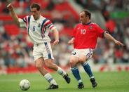 Twenty-one years ago, the attacking midfielderwasa rising star in theFrench Euro 96squad whose namewas spoken in thesame breath asZinedine Zidane.One missed penaltylater, and his life infootball took a verydifferent turn