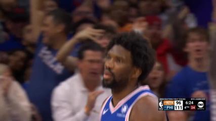 Joel Embiid nails it from behind the arc